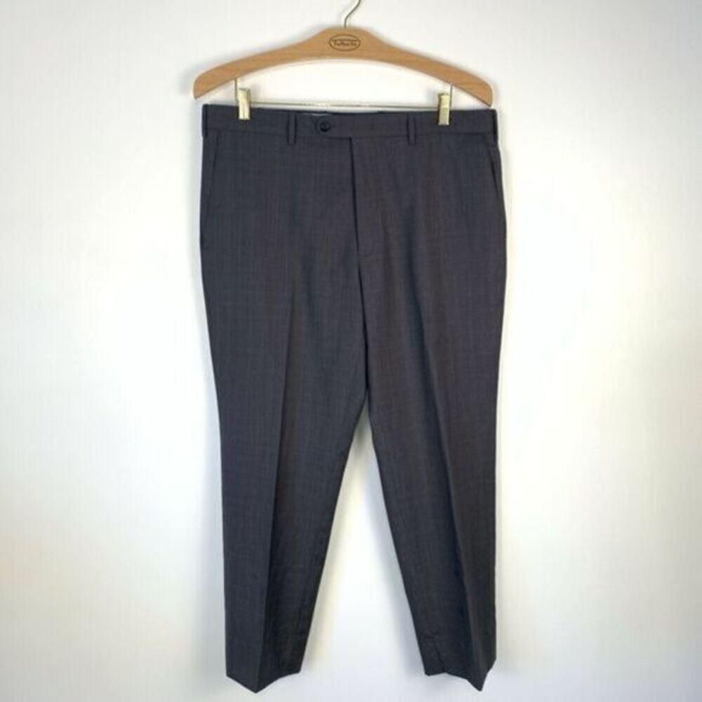 JWN John W Nordstrom Grey Traditional Fit Flat Front Wool Italy Dress Pants 36 W